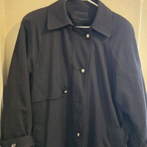London Fog Navy Trench Coat Size 12 Petite